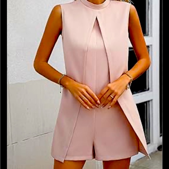 Semi formal romper with stylish open front shorts zip up - Picture 1 of 3